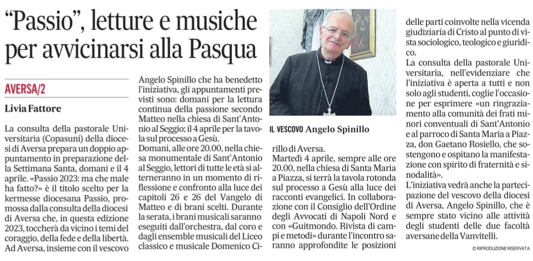 Articolo di giornle PASSIO 2023 03 30 at 08.21.19